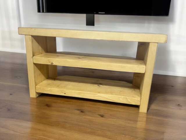 Rustic Handmade Corner Tv Stand With Shelves - image 1