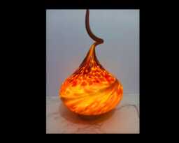 Handcrafted Amber Swirl Glass Flame Lamp Usb Artisan Mood Light - thumbnail 1