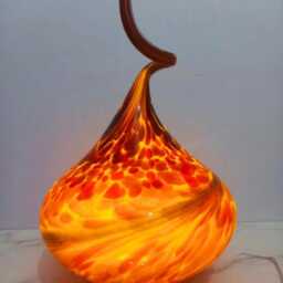 Handcrafted Amber Swirl Glass Flame Lamp Usb Artisan Mood Light - thumbnail 2