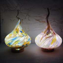 Handcrafted Amber Swirl Glass Flame Lamp Usb Artisan Mood Light - thumbnail 3
