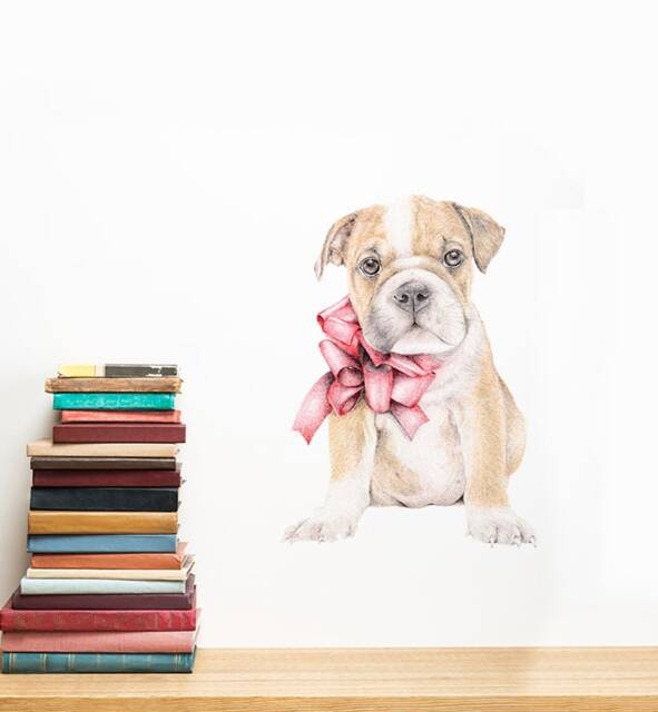 Puppy English Bulldog Wall Sticker Decal - Dogs & Pets Stickers, Art, Decals, Kids Animals Decals