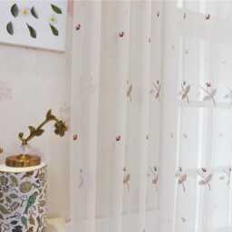 2 Colours Custom Voile Tulle Leaf Embroidered Sheer Curtains Made To Measure - thumbnail 4