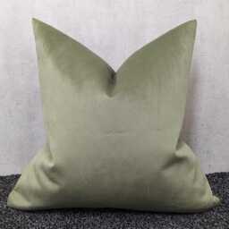 Sage Green Velvet Cushion Cover Light Olive Modern Sofa Bed Pillow Cover Square Handmade - thumbnail 2