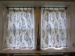 Curtain Panel White Black Abstract Leaves Tree Modern House Decor Cafe Curtain Kitchen Valance , Table Linen Great Gift - thumbnail 1