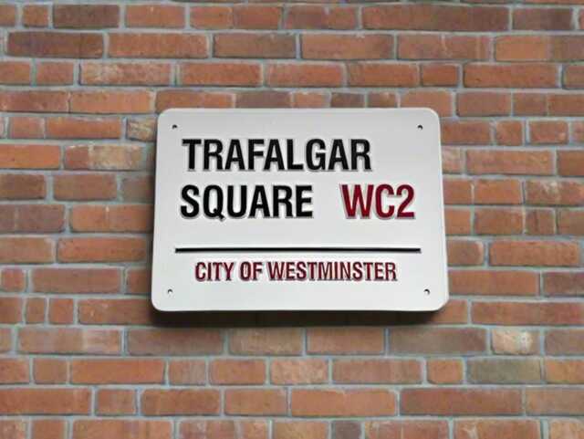 Trafalgar Square Street Sign - London Wall Plaque Cast Aluminium Vintage British Decor - image 1
