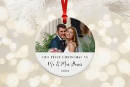Personalised Mr & Mrs Photo Ornament First Christmas As & Tree Decoration - thumbnail 1