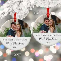 Personalised Mr & Mrs Photo Ornament First Christmas As & Tree Decoration - thumbnail 3