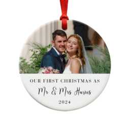 Personalised Mr & Mrs Photo Ornament First Christmas As & Tree Decoration - thumbnail 4
