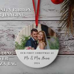 Personalised Mr & Mrs Photo Ornament First Christmas As & Tree Decoration - thumbnail 2