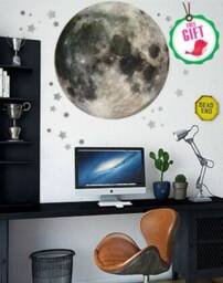 Moon Wall Decal, Stars Stickers, Plantes For Kids Room Vinyl Decals, Space Theme Nuresery Decor - thumbnail 2
