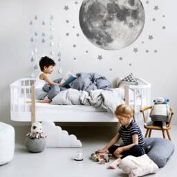 Moon Wall Decal, Stars Stickers, Plantes For Kids Room Vinyl Decals, Space Theme Nuresery Decor - thumbnail 1