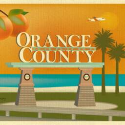 Orange County Skyline Print, California Art, Canvas, Art, Style E8-O-Ora - thumbnail 2