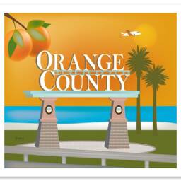 Orange County Skyline Print, California Art, Canvas, Art, Style E8-O-Ora - thumbnail 3