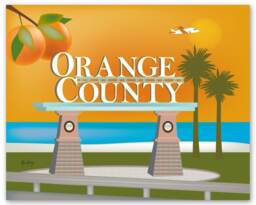 Orange County Skyline Print, California Art, Canvas, Art, Style E8-O-Ora - thumbnail 1