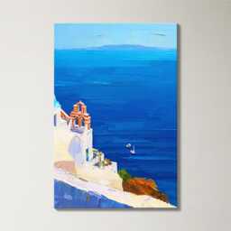 Santorini Greece Cliffside 3 Panel Split Canvas Wall Art Summers Day Summer Cityscape Oil Painting Framed Home Decor - thumbnail 4