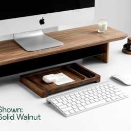 Desk Shelf Monitor Stand With Storage, Riser, Wooden Shelf, Engraved Oak Desk Shelf - thumbnail 3