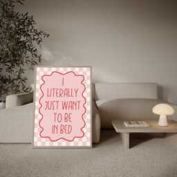 I Just Want To Be in Bed Funky Wall Art, Home Decor, Eclectic Art Poster, Retro Bedroom Trendy Decor - thumbnail 3