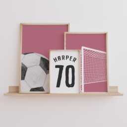 Personalized Watercolor Football Prints Girl's Bedroom Decor, Set Of 3 - thumbnail 3