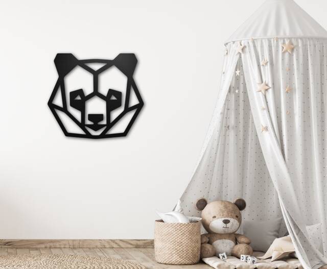 Geometric Panda Head Metal Wall Art - image 1