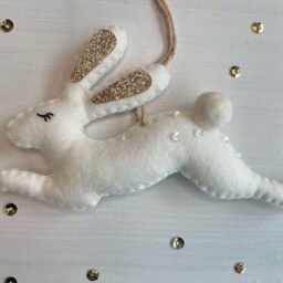 Arctic Hare Christmas Ornament White Felt Bunny Decoration - thumbnail 2