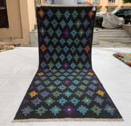 Handwoven Afghan Kilim Runner Rug Tribal Geometric Wool Hallway Rug, 3x7 Ft - thumbnail 1