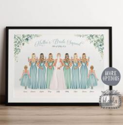 Personalised Bride Squad Gift, Gift For Bride, Maid Of Honour Flower Girl Bridesmaid Hen Party Eucalyptus Wedding - thumbnail 1