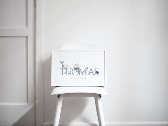 Sleeps Here Child's Room Personalised Sea Creatures Print, Animals, Underwater, Ocean, Nursery Boys Whales, Fish - image 1