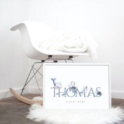Sleeps Here Child's Room Personalised Sea Creatures Print, Animals, Underwater, Ocean, Nursery Boys Whales, Fish - thumbnail 2