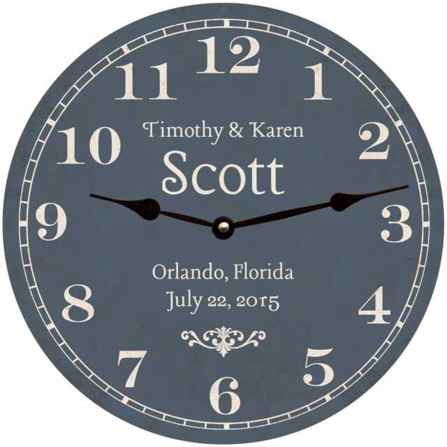 Personalized Wedding Clock, Custom Anniversary Gift, Couples Wall Clock With Last Name - image 1