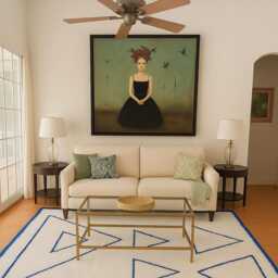 Blue Moroccan Rug Handmade Berber Wool Rug With Geometric Design - thumbnail 2