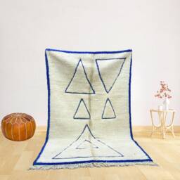 Blue Moroccan Rug Handmade Berber Wool Rug With Geometric Design - thumbnail 1