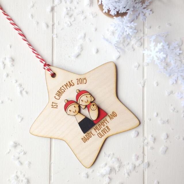 Family's First Christmas Tree Decoration - Personalised Tree Decoration Family Gift - image 1