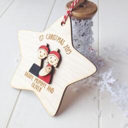 Family's First Christmas Tree Decoration - Personalised Tree Decoration Family Gift - thumbnail 2