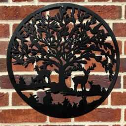 Large Tree Of Life Black Metal Garden Outdoor Wall Art Plaque 80cm Diameter - thumbnail 3