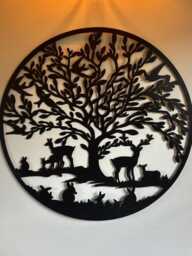 Large Tree Of Life Black Metal Garden Outdoor Wall Art Plaque 80cm Diameter - thumbnail 1