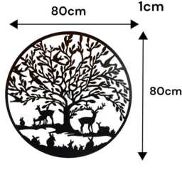 Large Tree Of Life Black Metal Garden Outdoor Wall Art Plaque 80cm Diameter - thumbnail 2