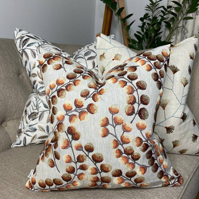 John Lewis & Partners Kasper Fabric/Embroidered Orange Cushion Cover, Decorative Pillow - Designer - image 1
