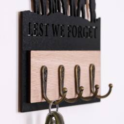 Lest We Forget Key Holder - Hook Wooden Organiser Modern Day Soldier - thumbnail 2