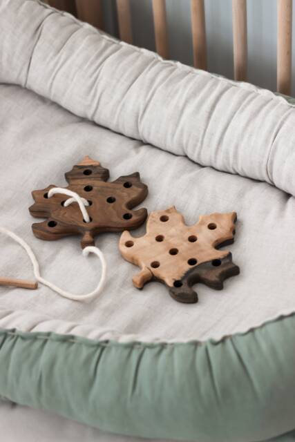 Wooden Lacing Toy Leaf Montessori Baby Girl Boy Toddler Gift From Ukraine - image 1