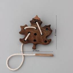 Wooden Lacing Toy Leaf Montessori Baby Girl Boy Toddler Gift From Ukraine - thumbnail 2