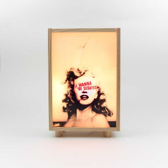 Marilyn Monroe Original Collage in Wooden Lightbox, Light Sign, Bedside Table Lamp, Wall Light, Handmade Cute Gift #sedated - image 1