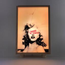 Marilyn Monroe Original Collage in Wooden Lightbox, Light Sign, Bedside Table Lamp, Wall Light, Handmade Cute Gift #sedated - thumbnail 3