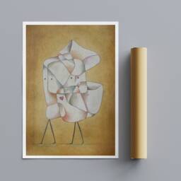 Siblings - Abstract Art By Paul Klee Wrapped Framed Canvas Rolled Photo/Poster Print - thumbnail 3