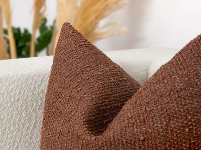 Terracotta Boucle Pillow Cover - Bohemian Style, Textured Thick Fabric - image 1