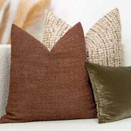 Terracotta Boucle Pillow Cover - Bohemian Style, Textured Thick Fabric - thumbnail 2