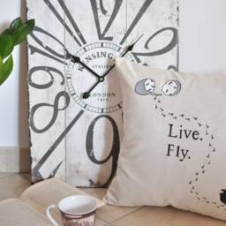 Live. Fly, Steps Of Bird, Pillow Cover, Decorative Pillowcase, Home Decor, Handmade, Hand Painted, 16 X 16, Natural Canvas, Nursery, Gift - thumbnail 3