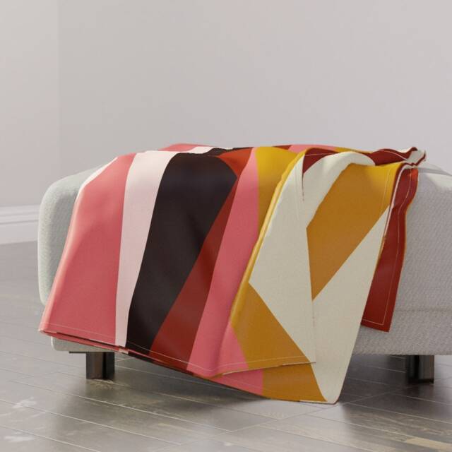 Geometric Throw Blanket - Abstract Triangles Moder Stripes Large Scale Pink Geo Fun Color-Block By Alison_Janssen - image 1