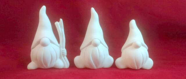 Ready To Paint, Small Garden Gnome Set Of Three - Lawn Or Garden , Outdoor Indoor - image 1