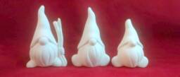 Ready To Paint, Small Garden Gnome Set Of Three - Lawn Or Garden , Outdoor Indoor