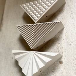 Modern Triangle Set Of 3 Wall Planter Matte Oatmeal Finish - thumbnail 3